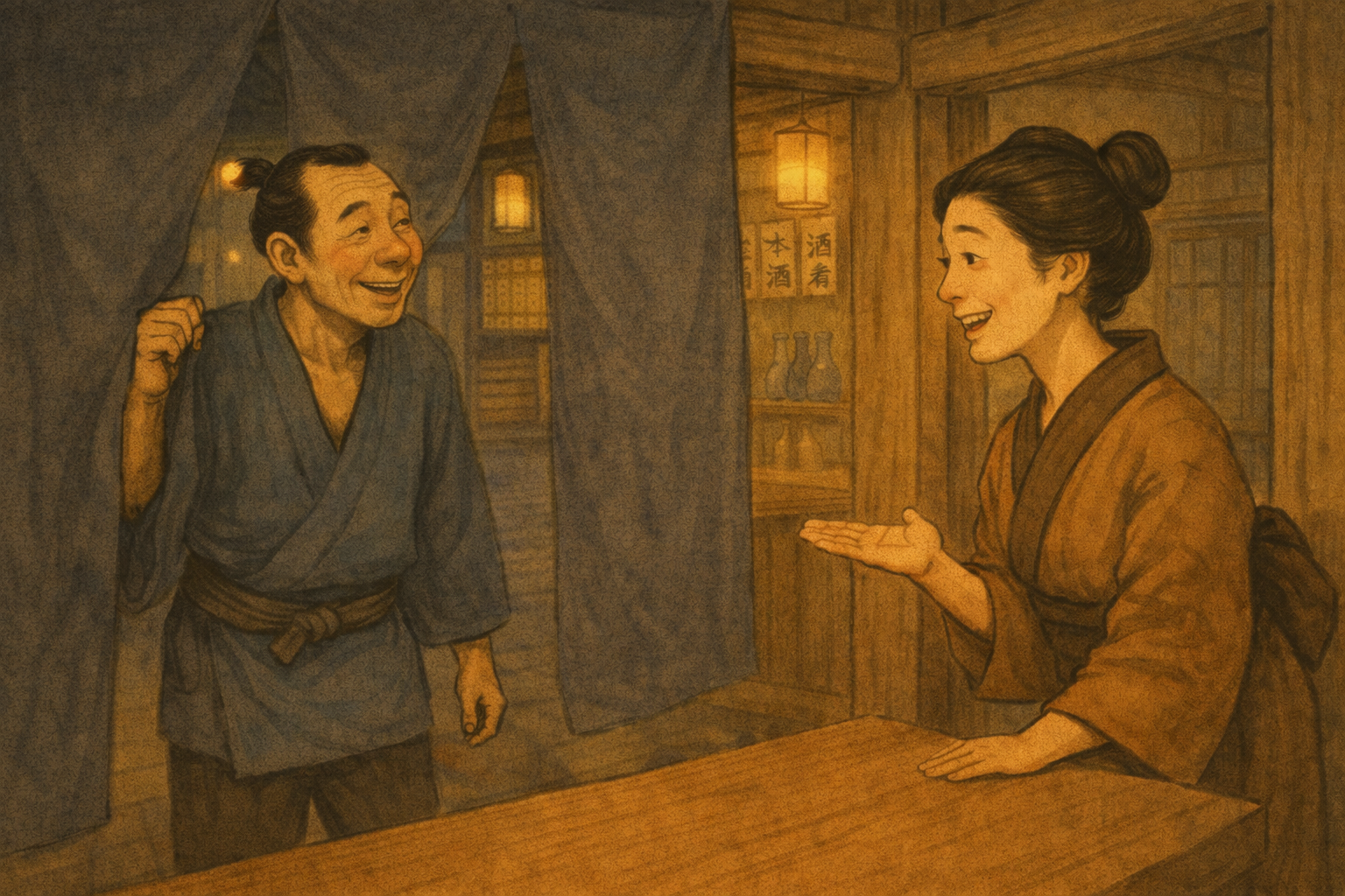 Entering a traditional Japanese izakaya