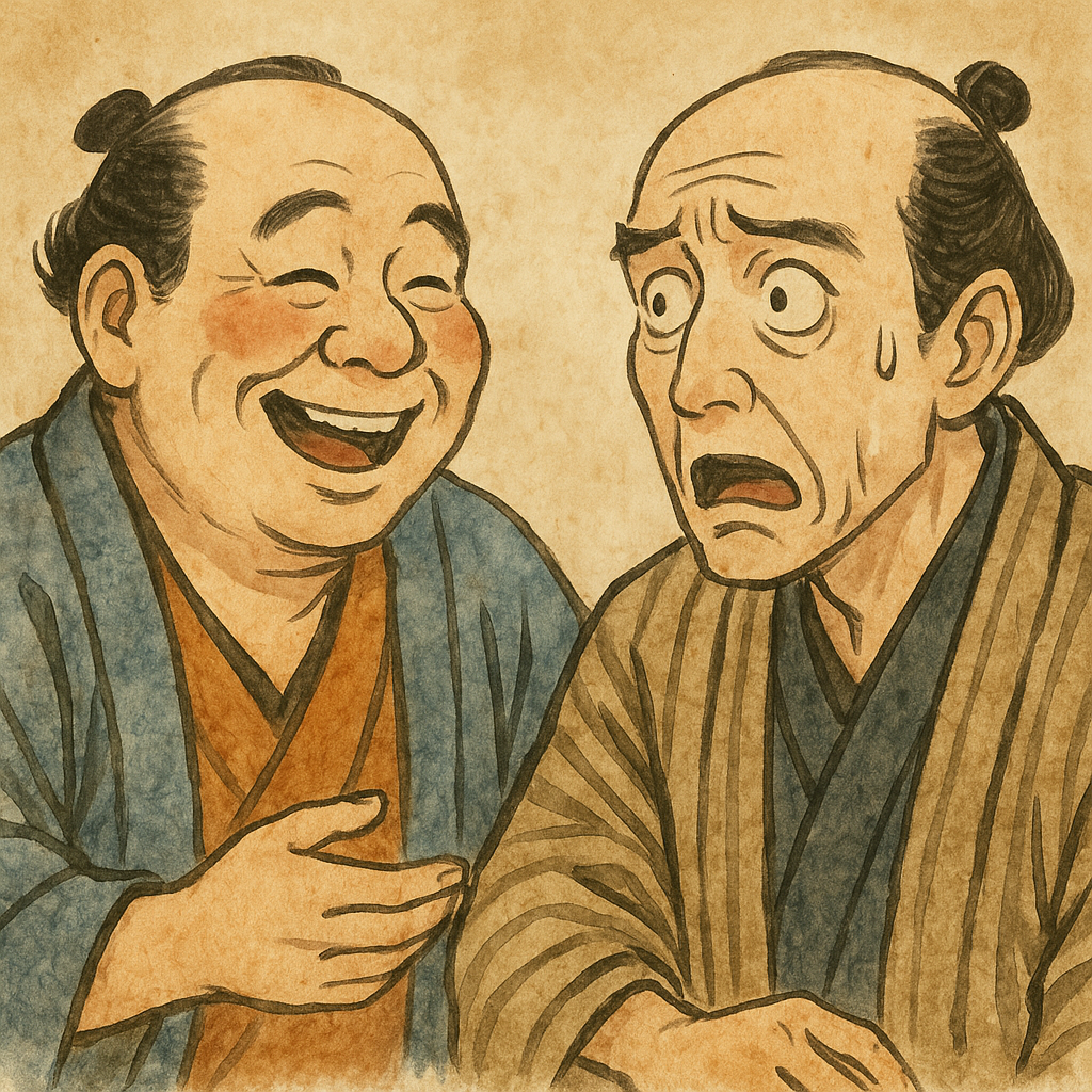 Laughing and surprised merchants